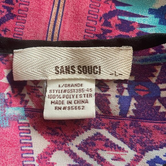 Sans Souci women's L mutlicolored sleeveless pullover casual tank top cami - Picture 6 of 6